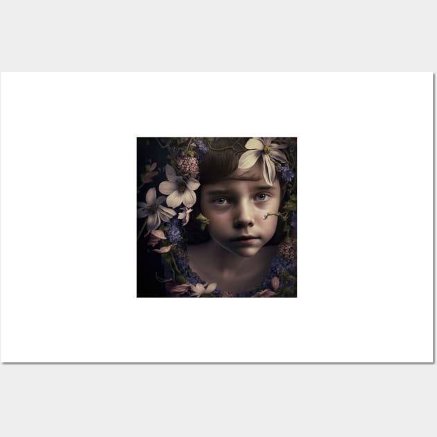 A Young Girl Wearing a Garland of Flowers Wall Art by daniel4510